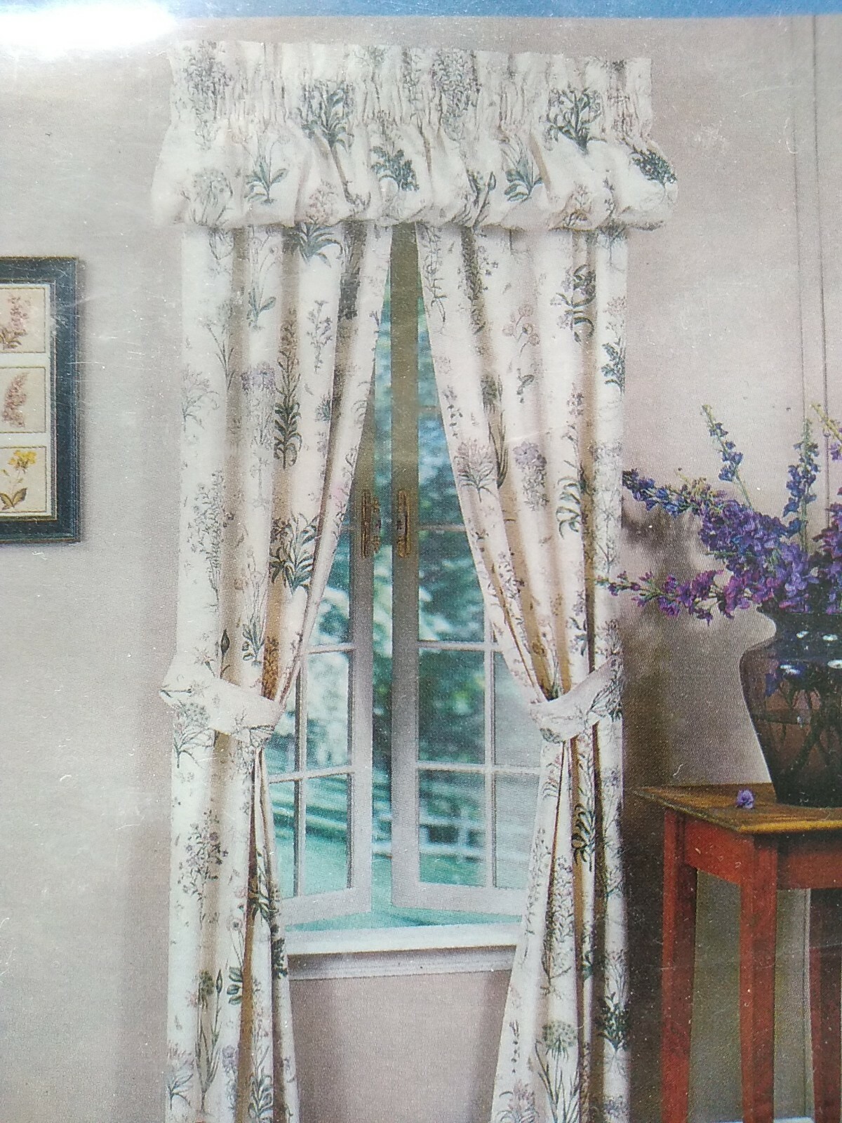 Home Essential 5 Piece Set Window Curtain 60×84 Heather Floral Valance Green A21