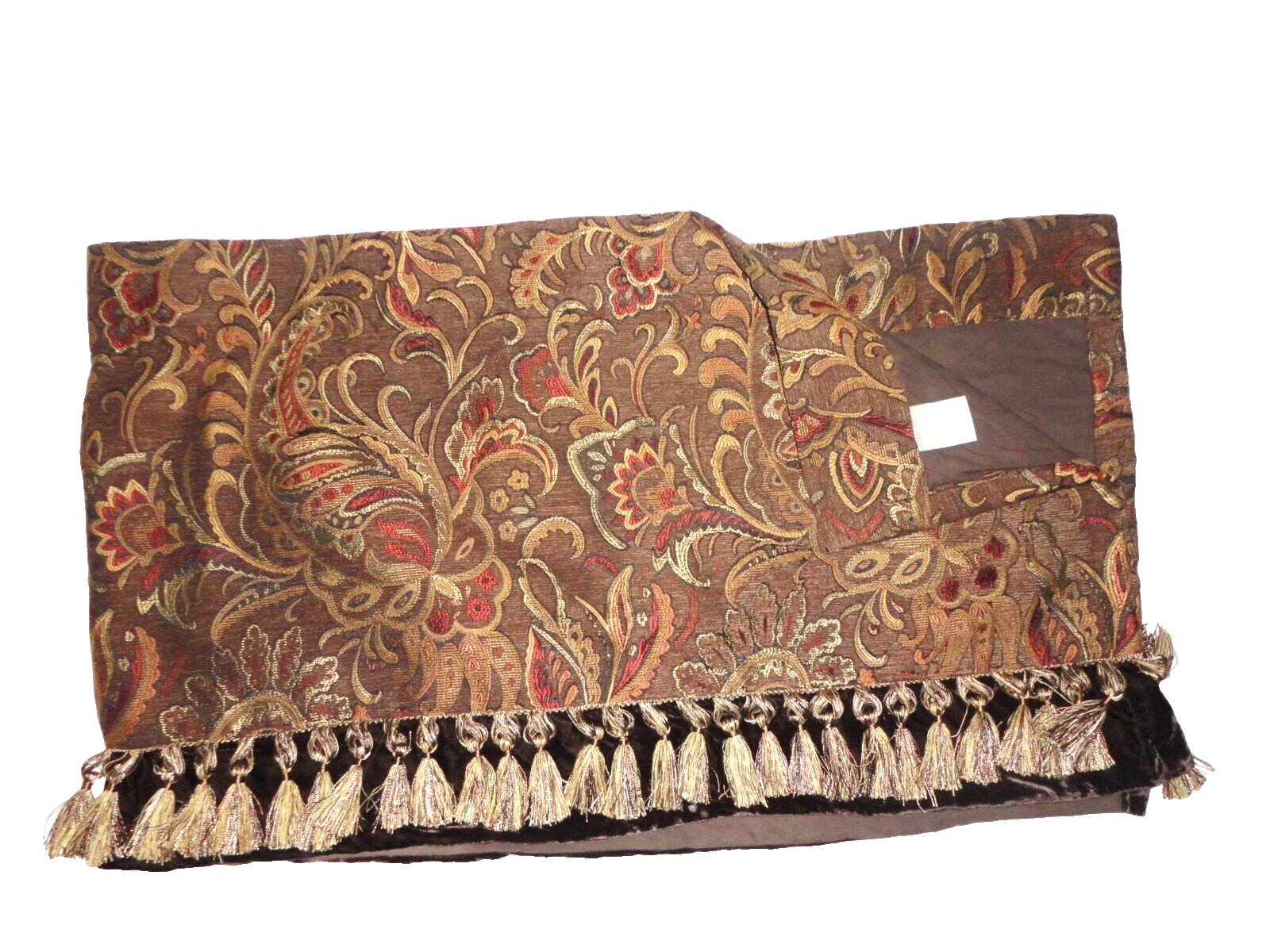 CHRIS MADDEN PALME CHENILLE BROWN GOLD RUST FLORAL VELVET (1) VALANCE 18 X 58