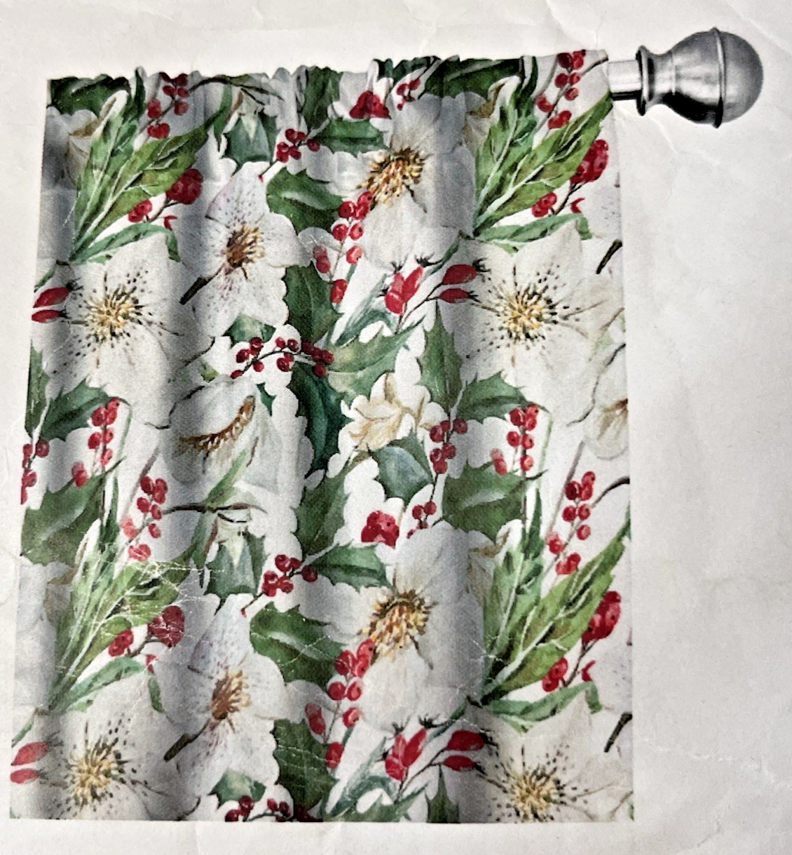 Ambesonne Christmas Holly Berry Curtains 56 X 63 In 2 Panel Rod Pocket NEW