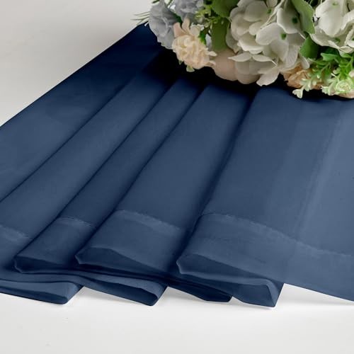 Sheer Window Valance Curtains, 42×14 Inches 42″W x 14″L (Pack of 2) Navy Blue