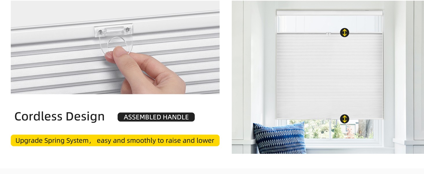 Down Bottom Up Cordless Cellular Shades, 46×64 in, White | Light filtering