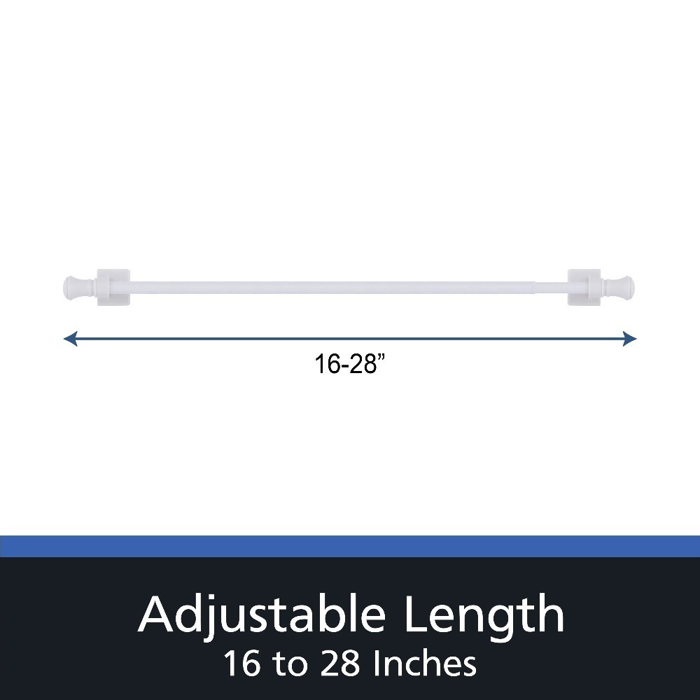 Adjustable Magnetic Tension Curtain Rod Steel and Plastic White 7 16 Inch
