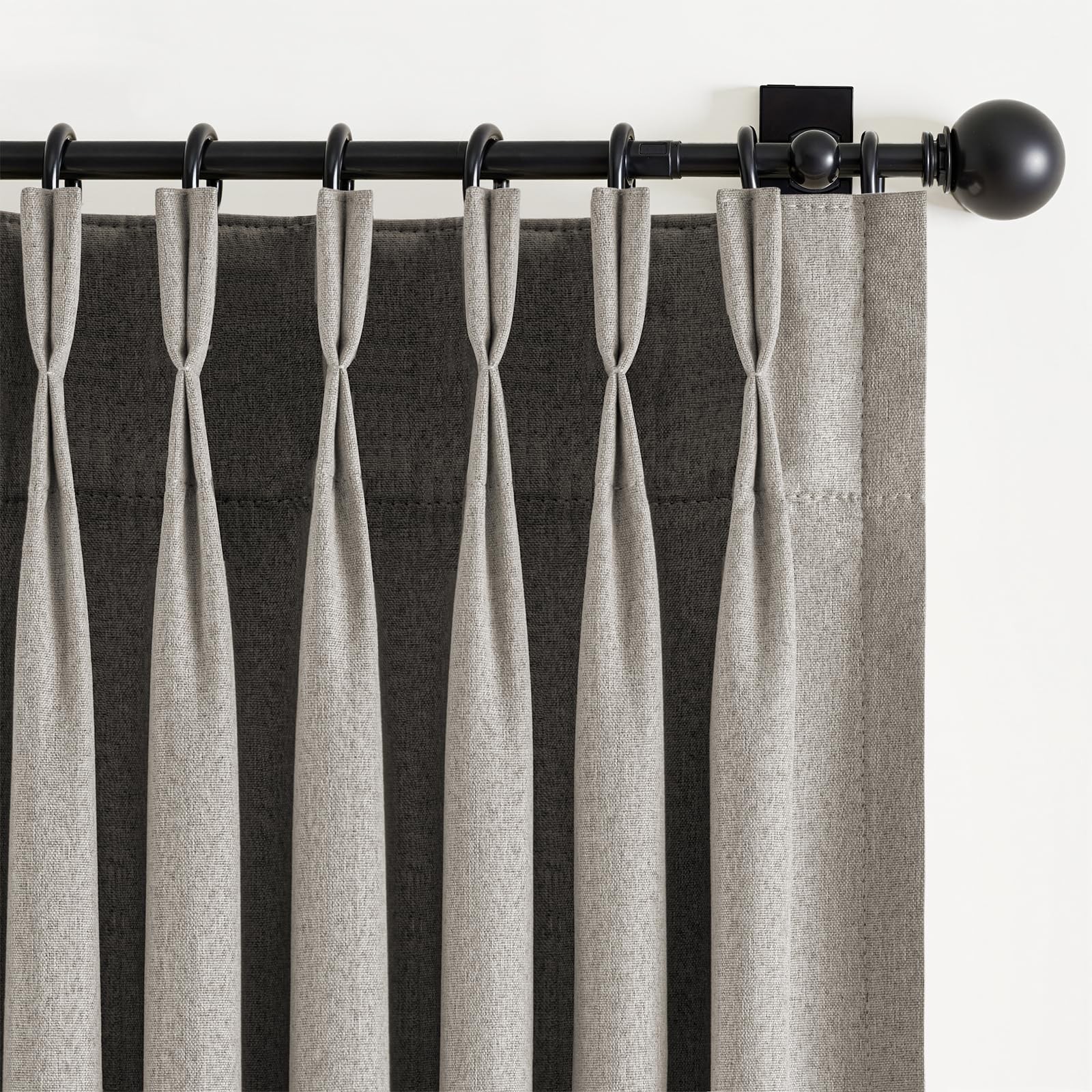 HushLoom Pinch Pleated Full Blackout Curtains for Bedroom & Living Room, Linen