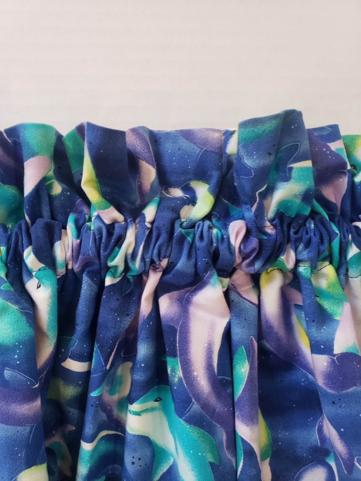 2 Vintage 1990’s Dolphin Window Valances 58.5×16″ Tropical Handmade Blue Purple