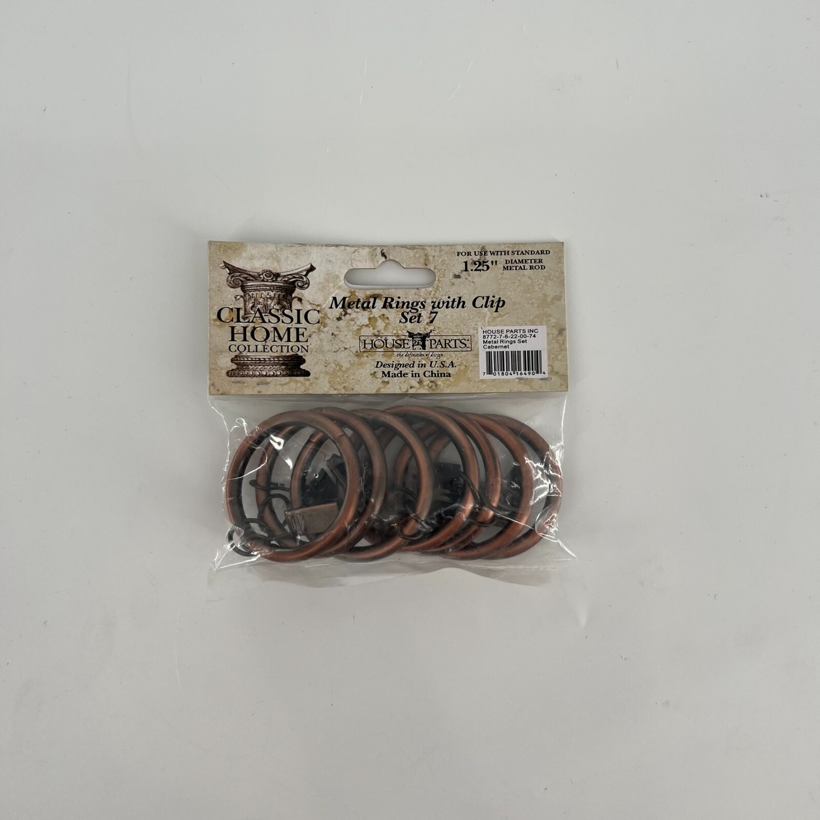 Metal Rings w/ Clip – Set of 7 – (use with 1.25″ dia. Metal rod)