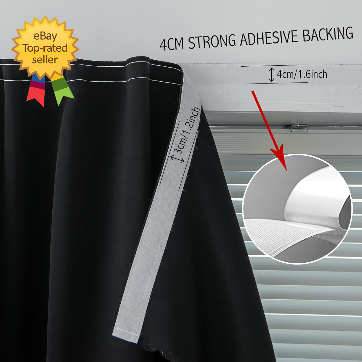 Adhesive Blackout Curtains Self Stick Shades Window 35W X 59L Black 1 Panel….