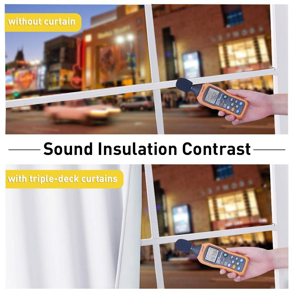 Sound Blocking White 100% Blackout Lined Curtains, 3 Thick Layers Completely …