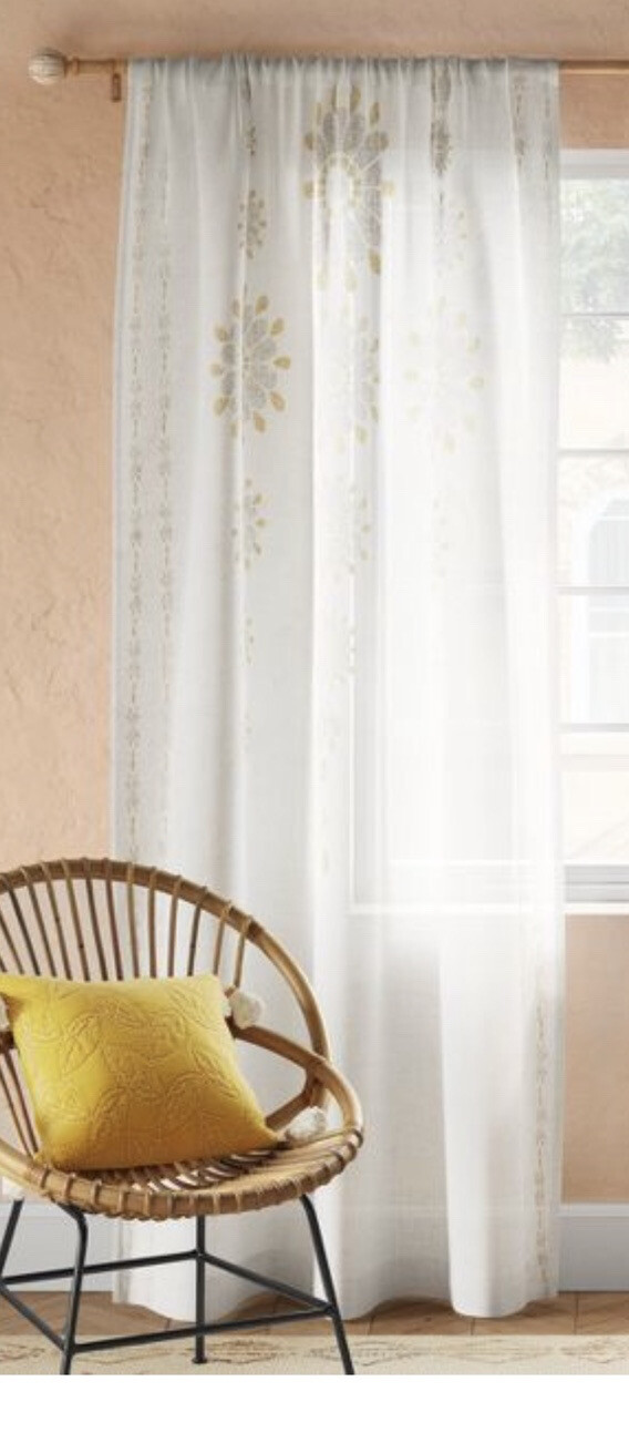 OPALHOUSE Sheer Curtain Amber Medallion 54” X 95” New