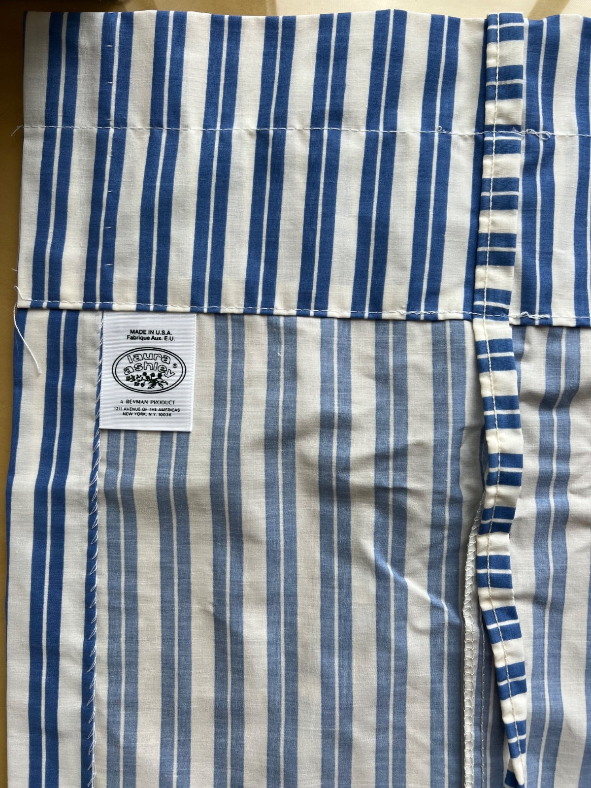 NWT, Vintage Laura Ashley Balloon Shades, Blue and White Stripe, 41X65