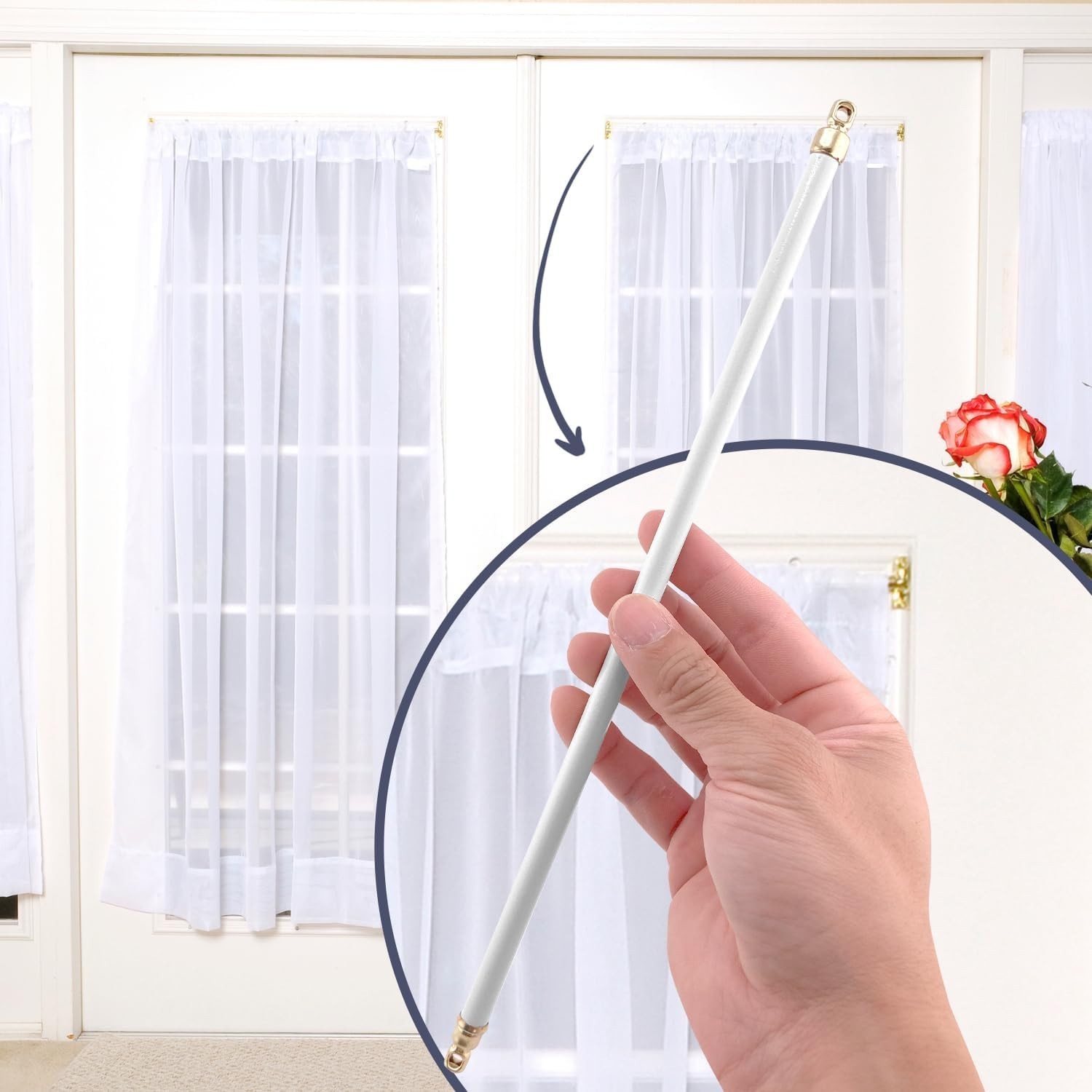 5/16-Inch Swivel End Sash Curtain Rods – 2 Rods – 21 – 38 Inch Adjustable Width