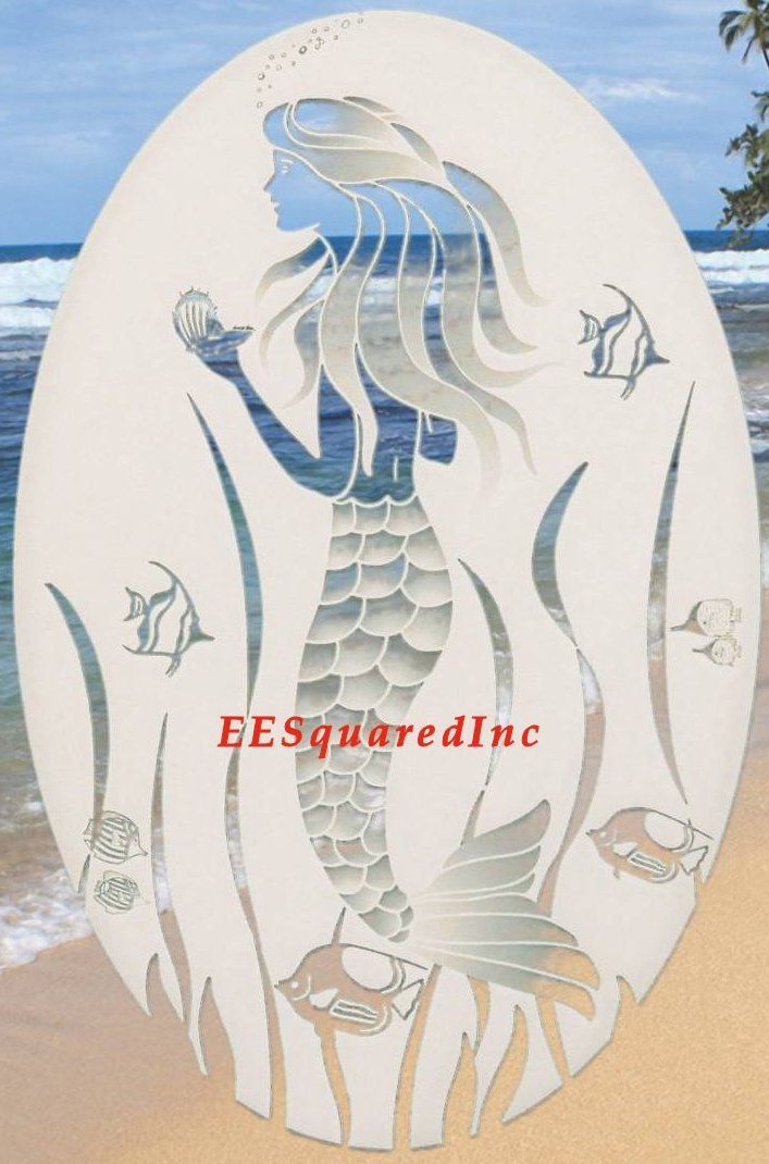MERMAID OVAL WINDOW DECAL 8×12 Mermaids Glass Door Vinyl Cling Tropical Decor