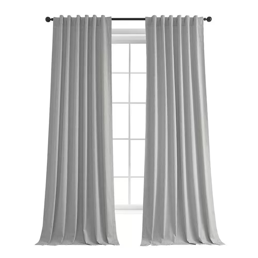 Silver Gray Lounge Embossed Velvet Curtains 50 In. W X 108 In. L Rod Pocket Room