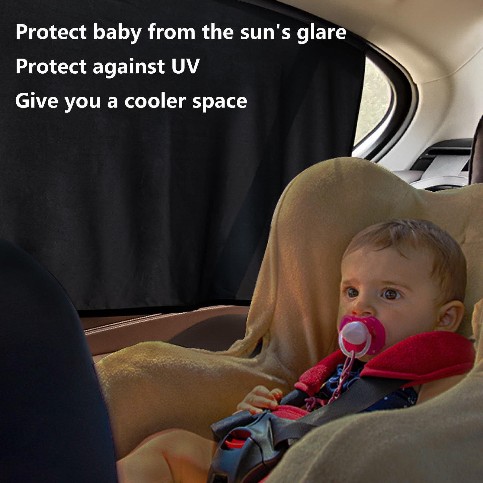 Car Side Window Sun Shades Magnetic Automotive Fron&Rear-Side Curtains, Black