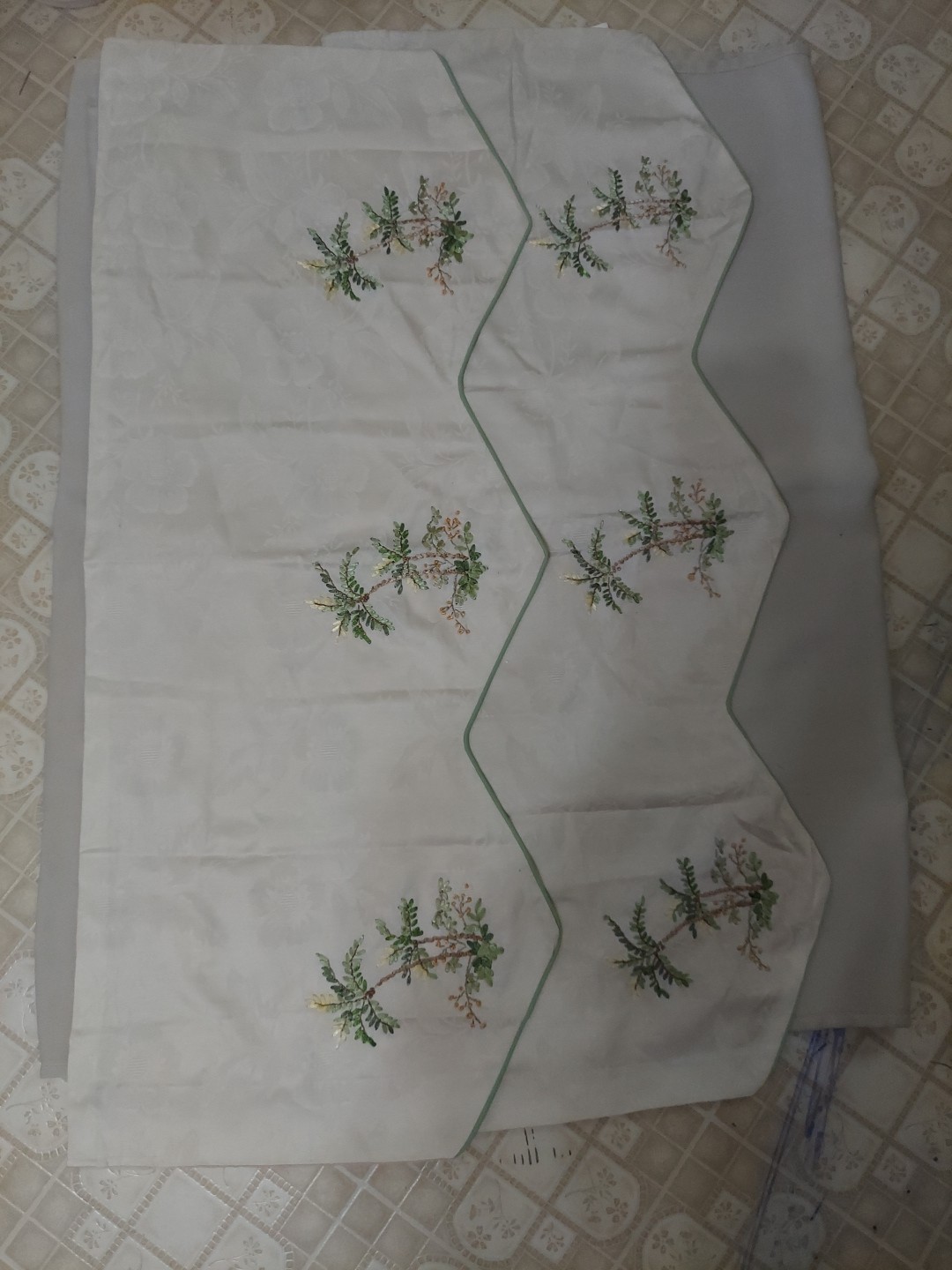 Designables Oasis Embroidered Palm Trees Curtain Valances Set Of 2 44in wide