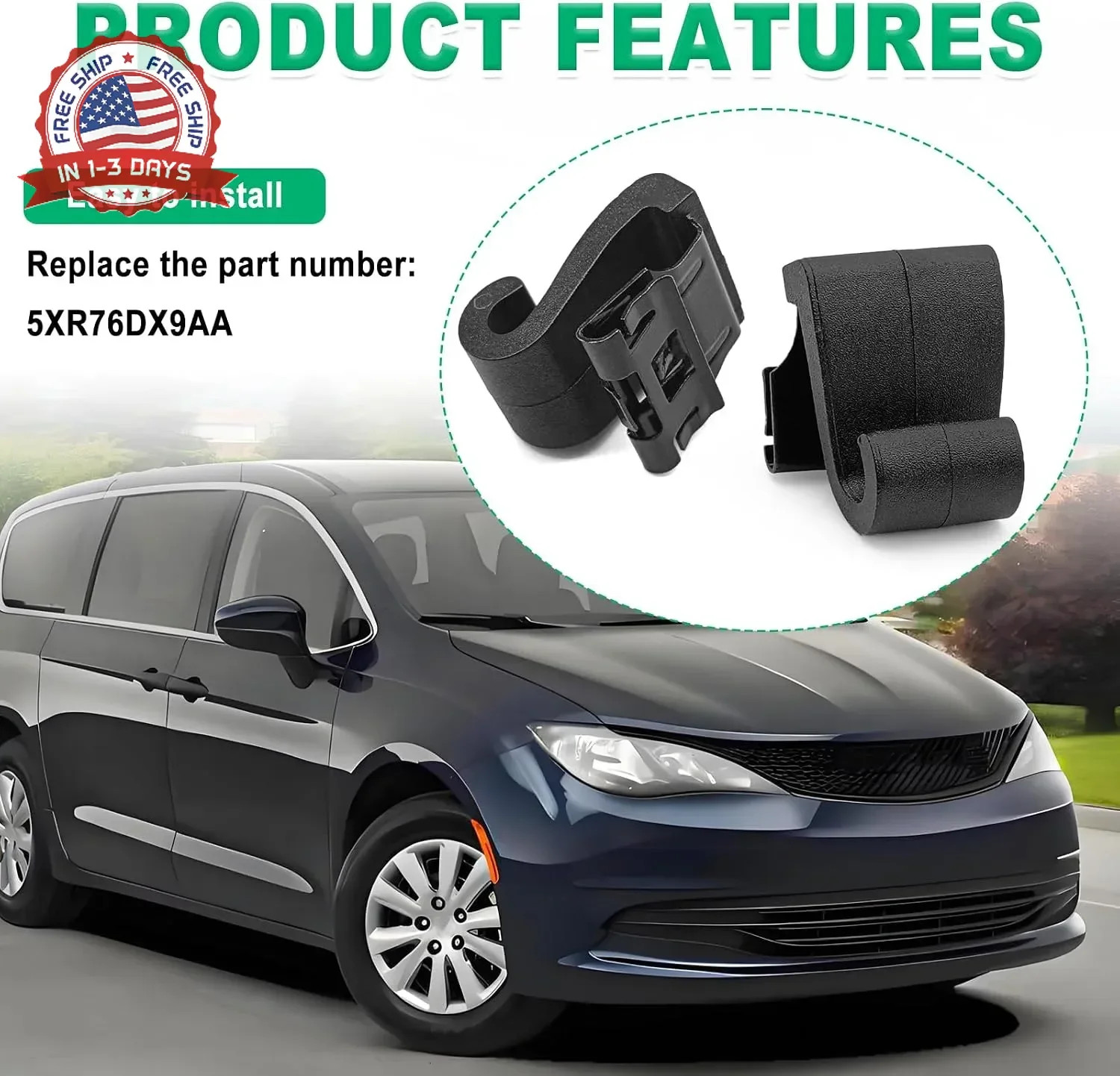 2PCS Window Shade Hook Clips Sun Shade Holder Compatible with 2017-2022 Chrysler