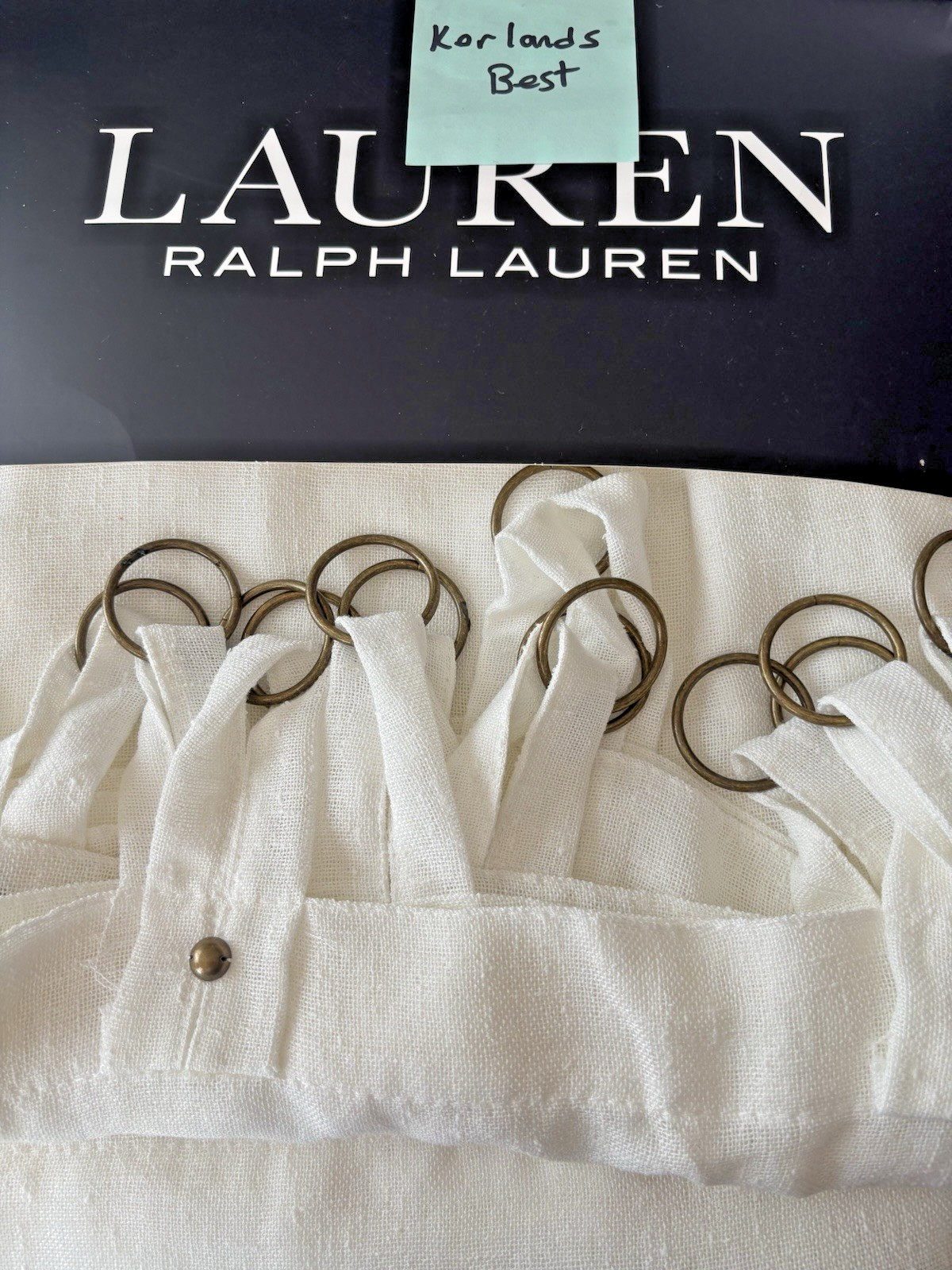 Ralph Lauren 2 Pc Window Curtains Panels 52×84 White Top Rings New