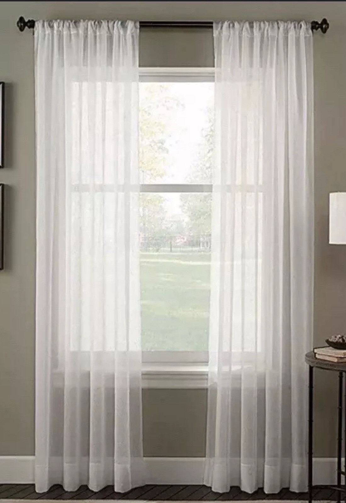 2 Curtainworks Trinity Crinkle Voile Pole Top Panel 51” W X 95”L Winter White