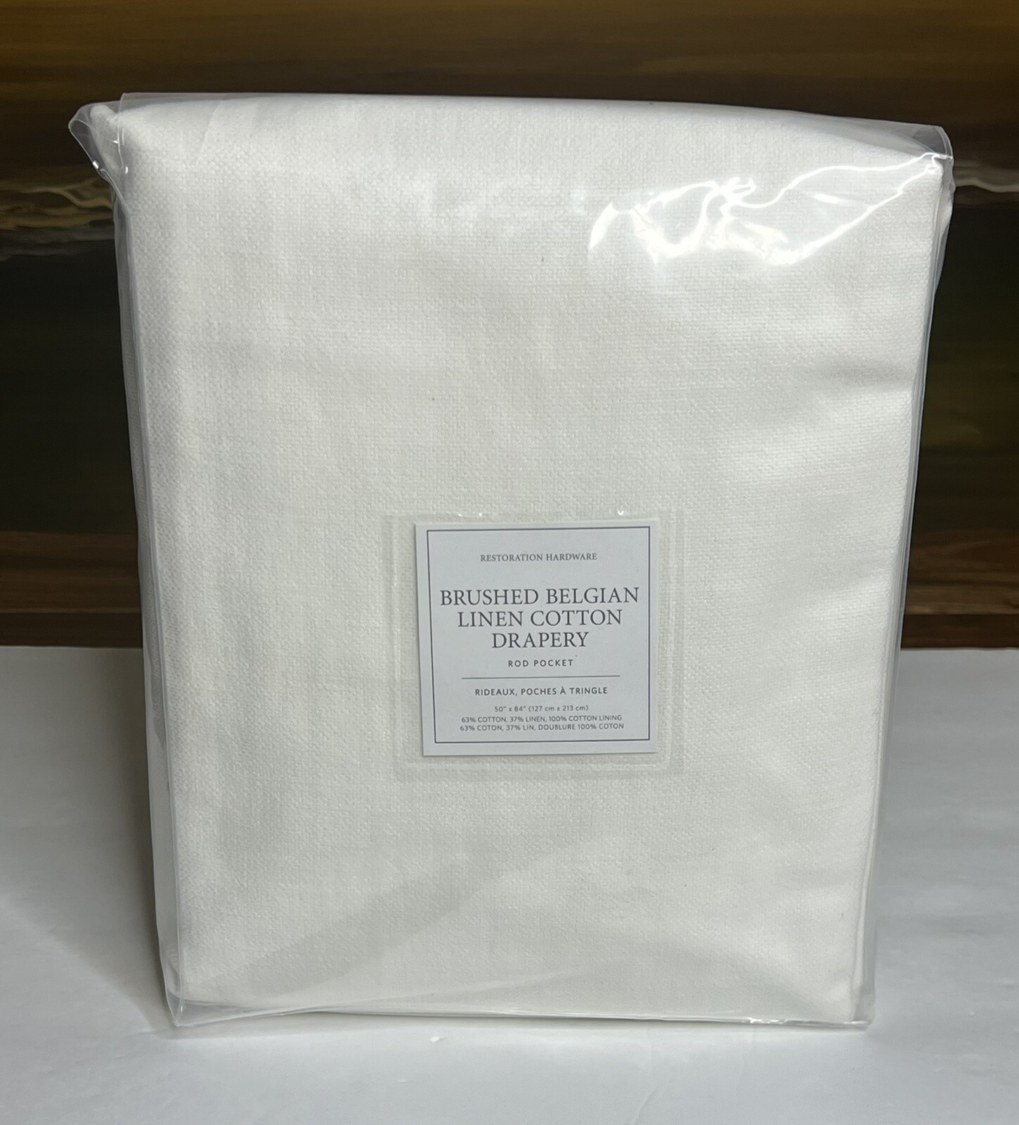 Restoration Hardware Brushed Bel Linen Cotton Drapery RP 50″W x 84”L White $269