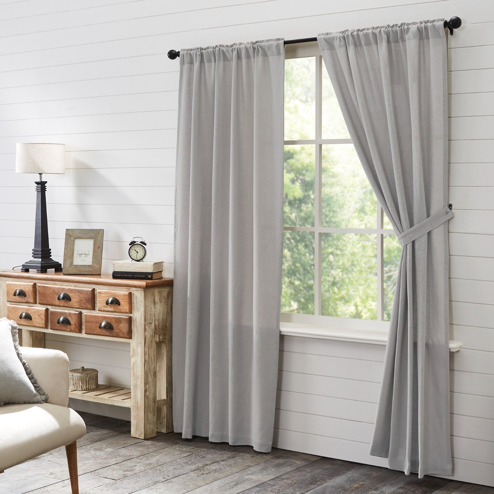VHC Burlap Dove Gray Panel Set 84×40 ~ Farmhouse
