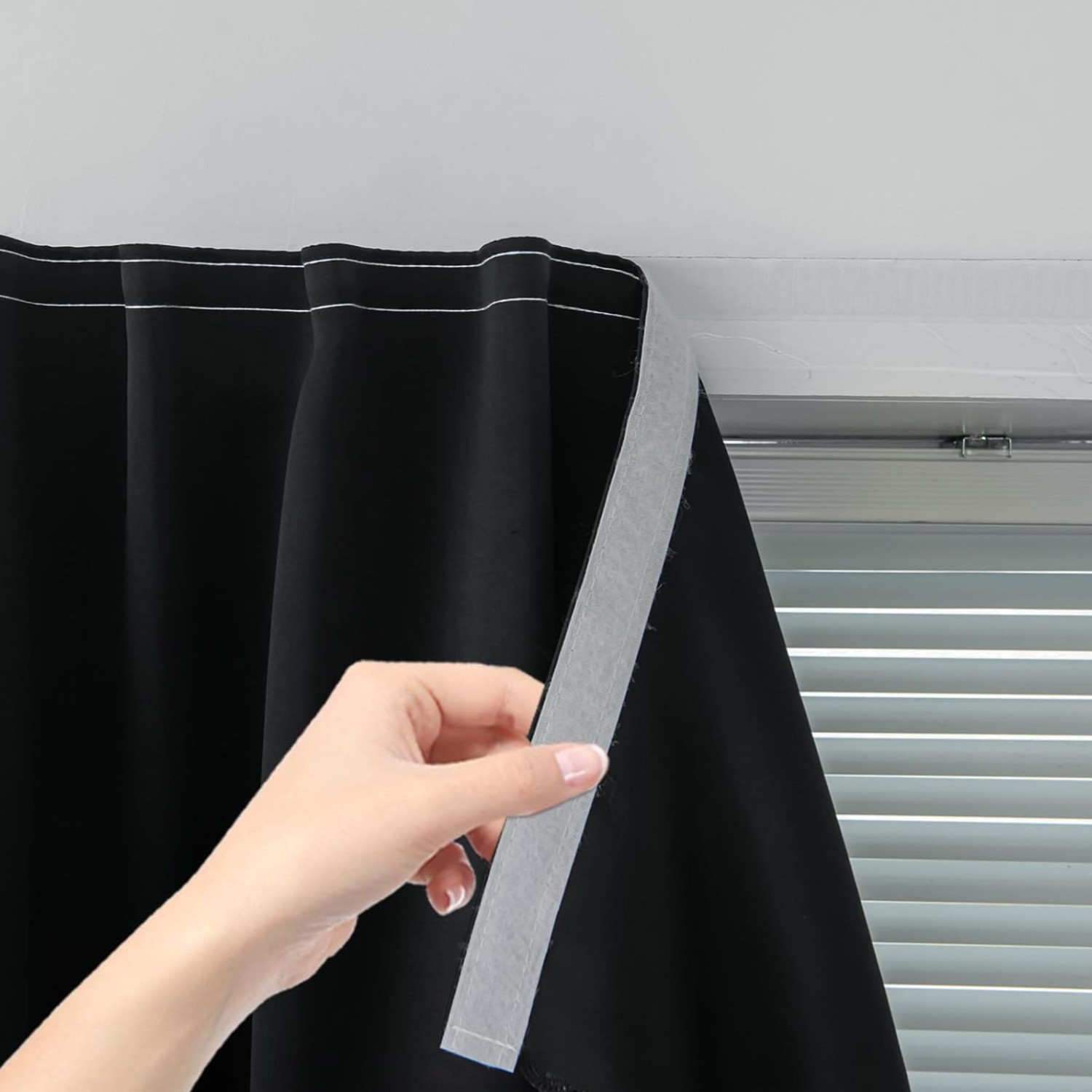 Adhesive Blackout Curtains Self Stick Shades Window 35W X 59L Black 1 Panel….