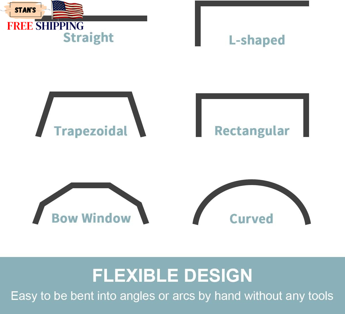 20 Ft Black Flexible Ceiling Curtain Track System for Room Dividers FREE SHIPP