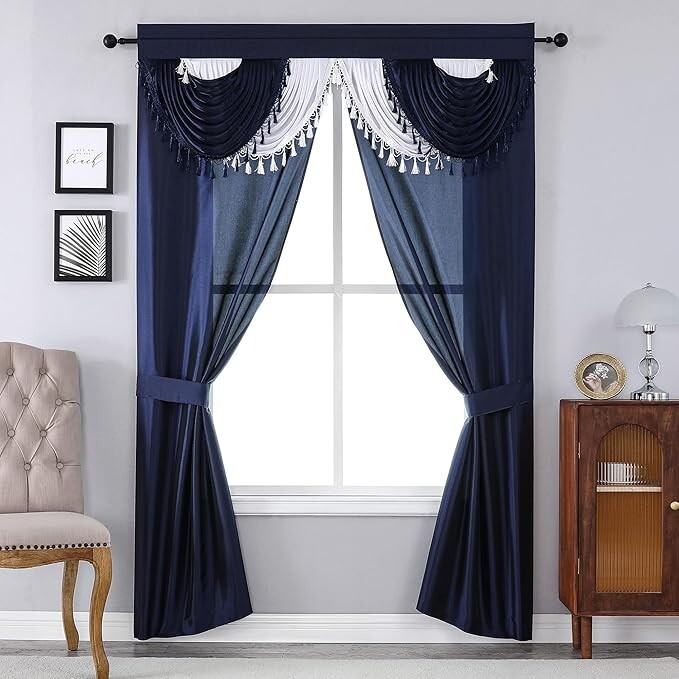 Regal Home Collections Amore 5-Piece Window Curtain Size 54X63, 54X95