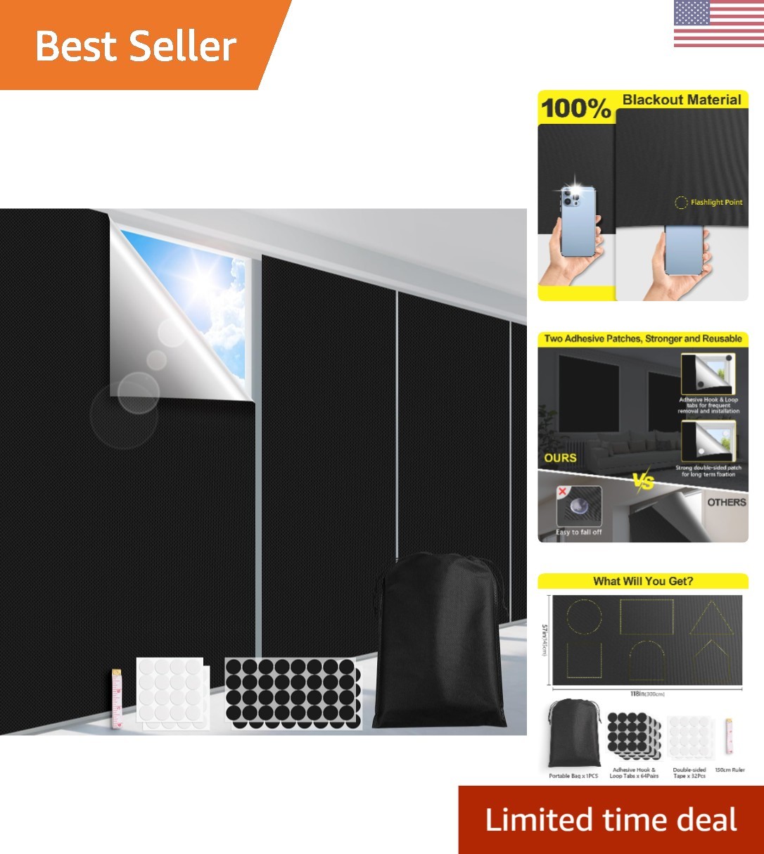 Customizable Portable Blackout Window Cover, 2-Pack – Total Darkness Anywhere
