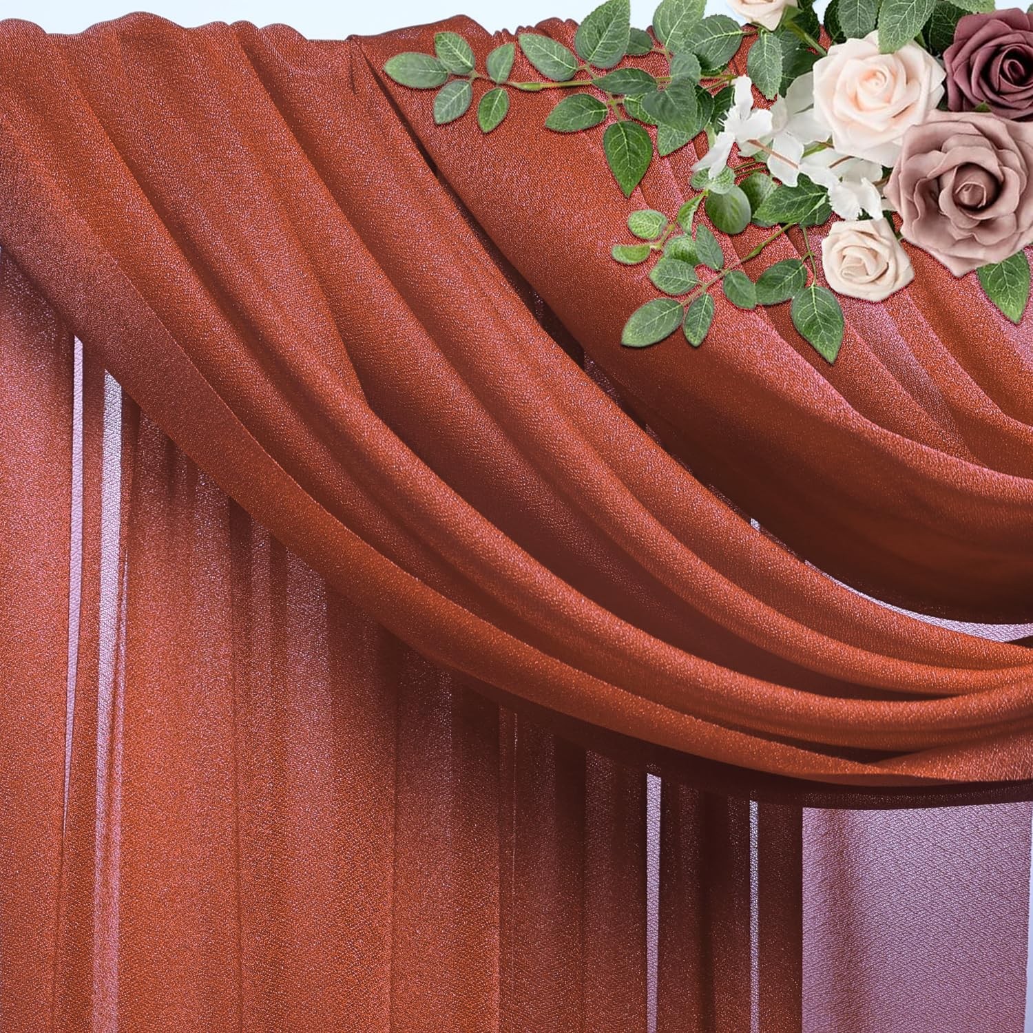 Terracotta Wedding Backdrop Fabric 1 Panel Sheer Wedding Drapes Arch Draping