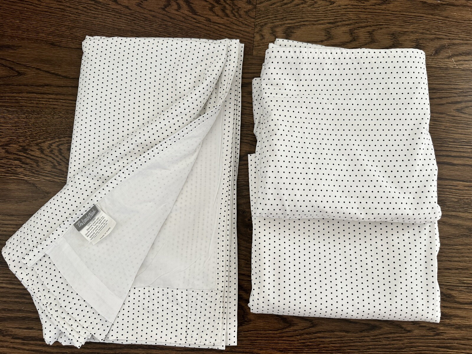 Set Of 3 The Land of Nod~White Cotton w/Black Polka Dots Curtain Panels 44×84”