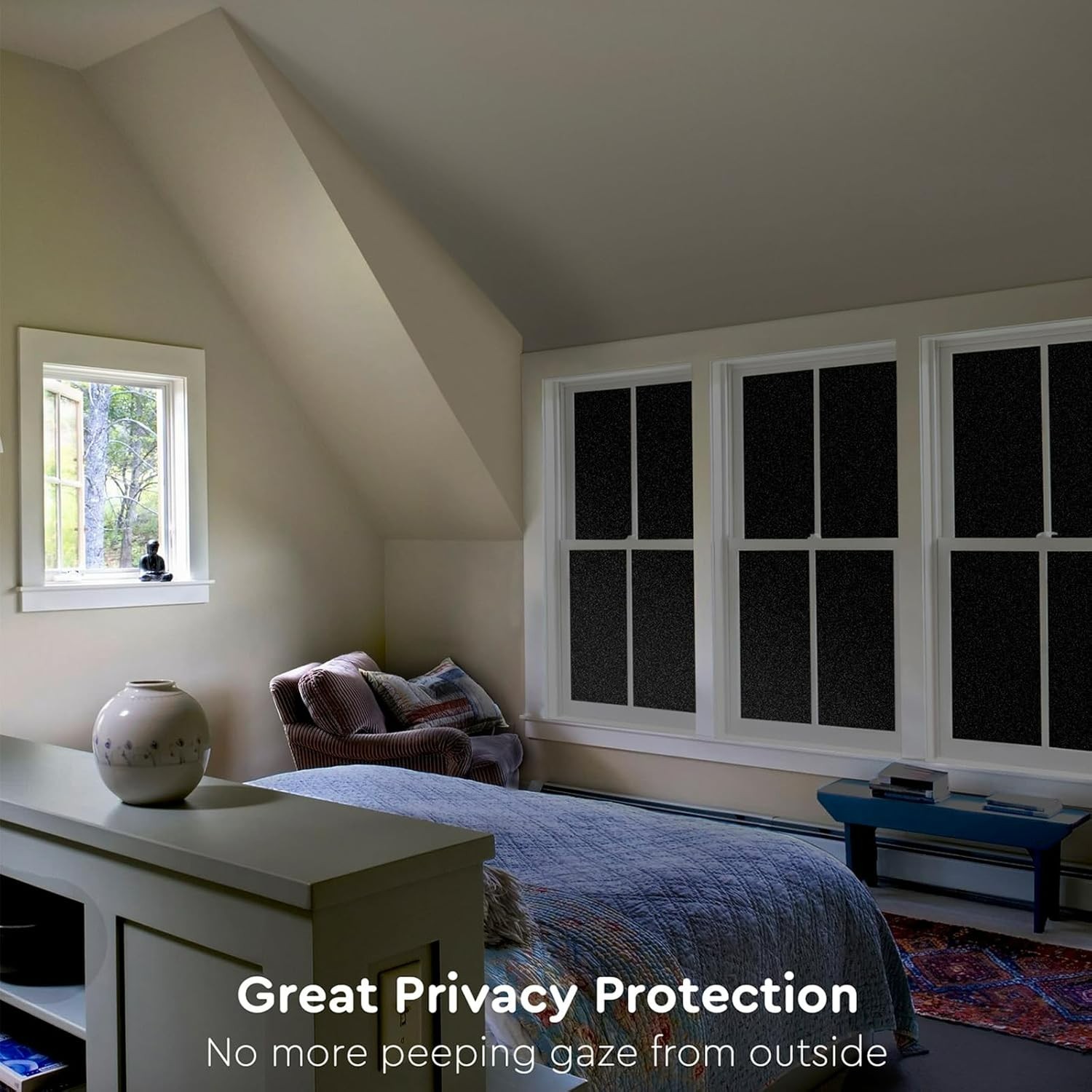 Window Privacy Film – 100% UV Block, Total Blackout Static Cling 17.5”x78.7”