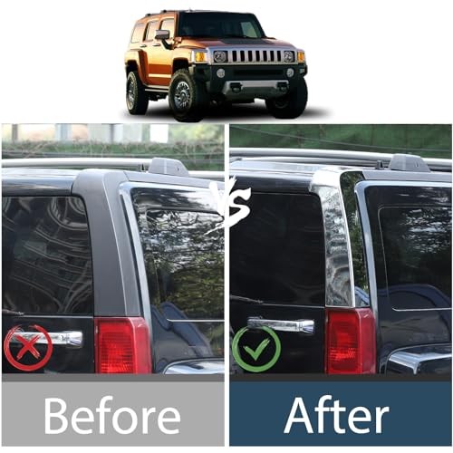 D Pillar Trim Cover Compatible with Hummer H3 2005-2009, ABS Rear Bright light