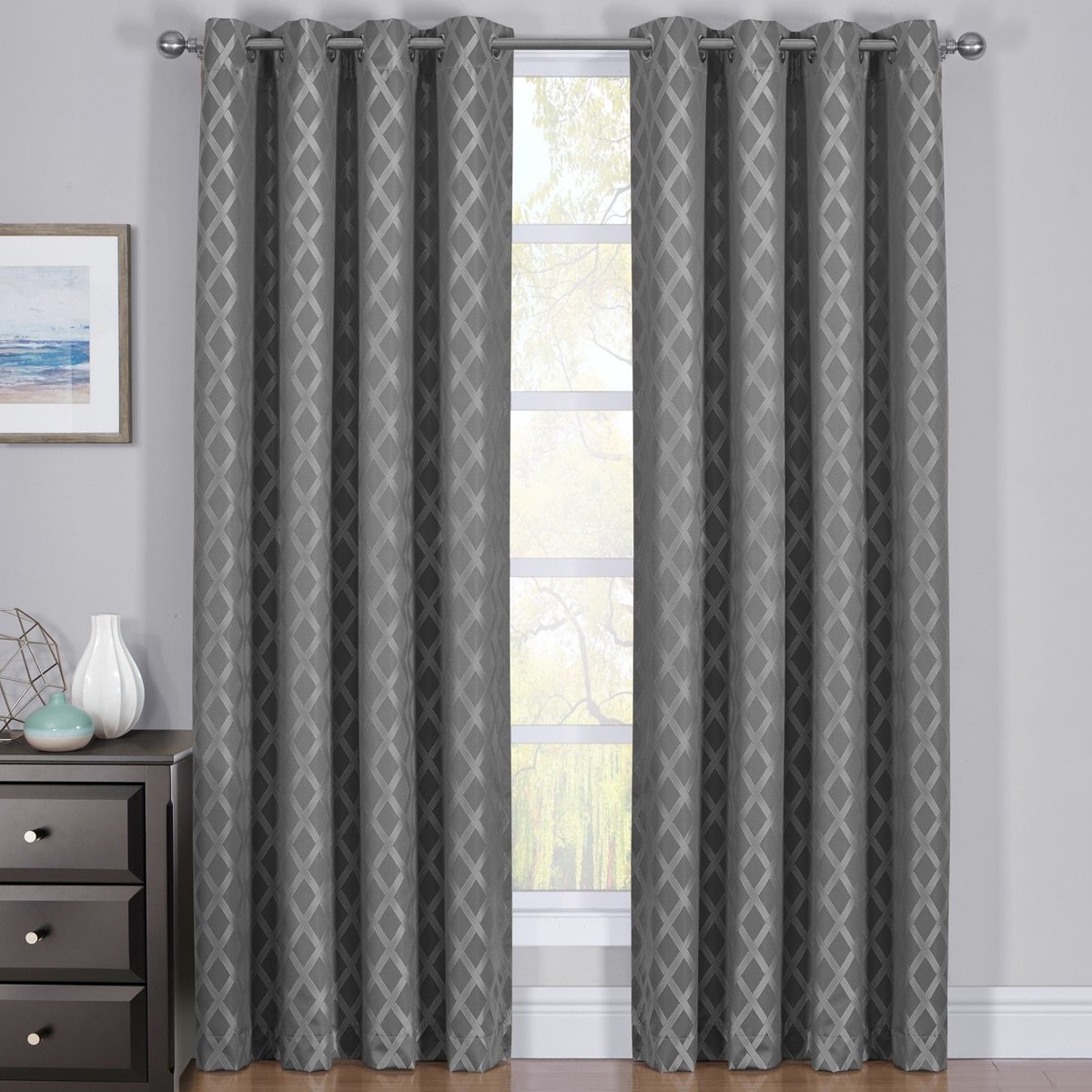 Rosaline Blackout Woven Jacquard Triple Pass Thermal Insulated Set of 2 Panels