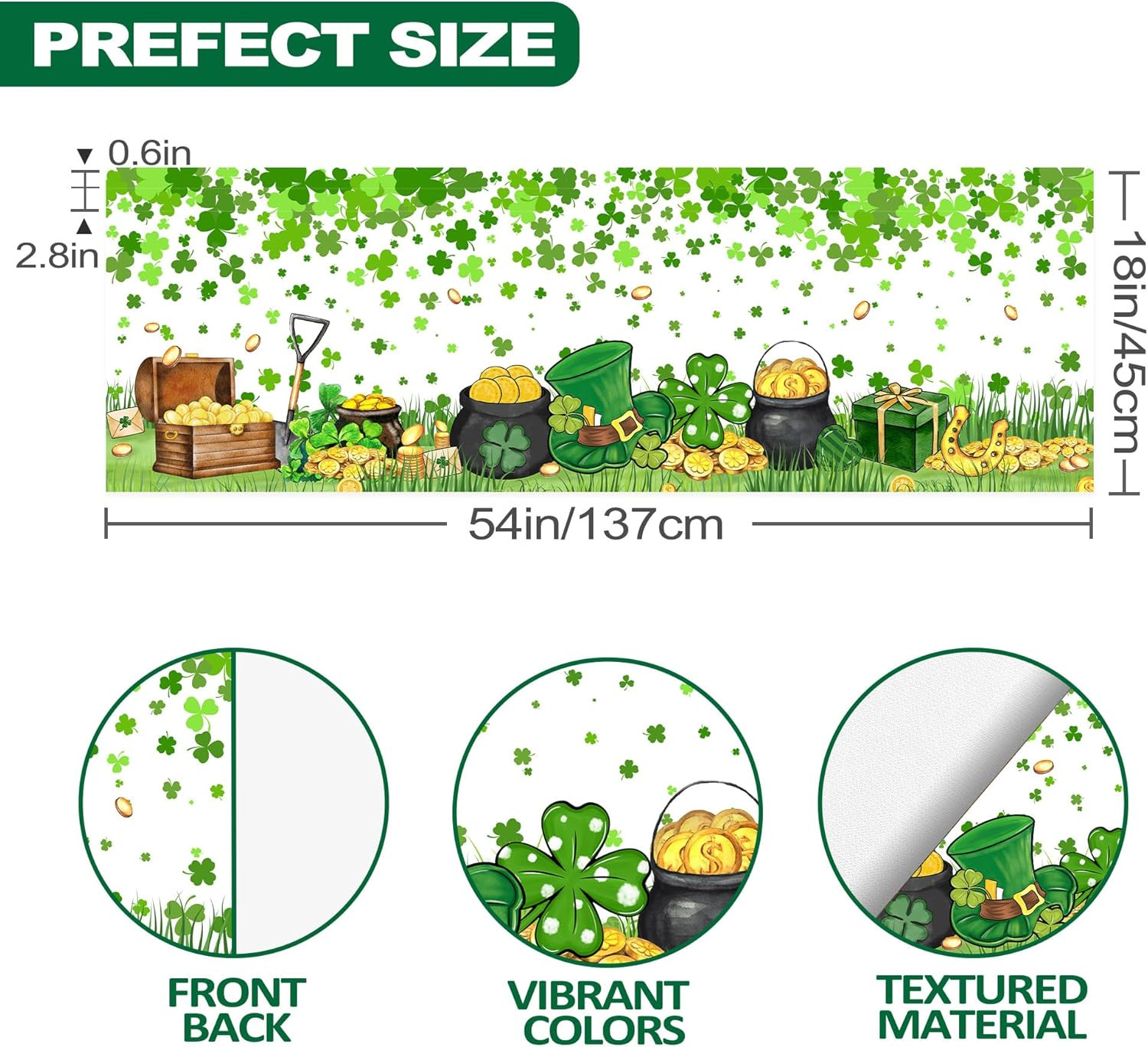 St. Patrick’s Day Shamrock Valance Curtain for Home Decor 18″ x 54