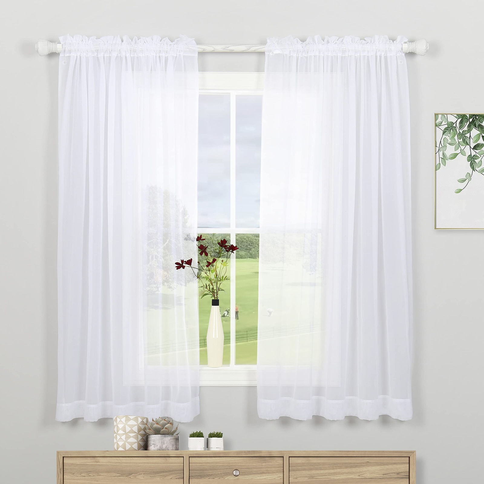 White Sheer Curtains 72 Inches Long 2 Panels Set Bedroom Sheer Curtains Sheer