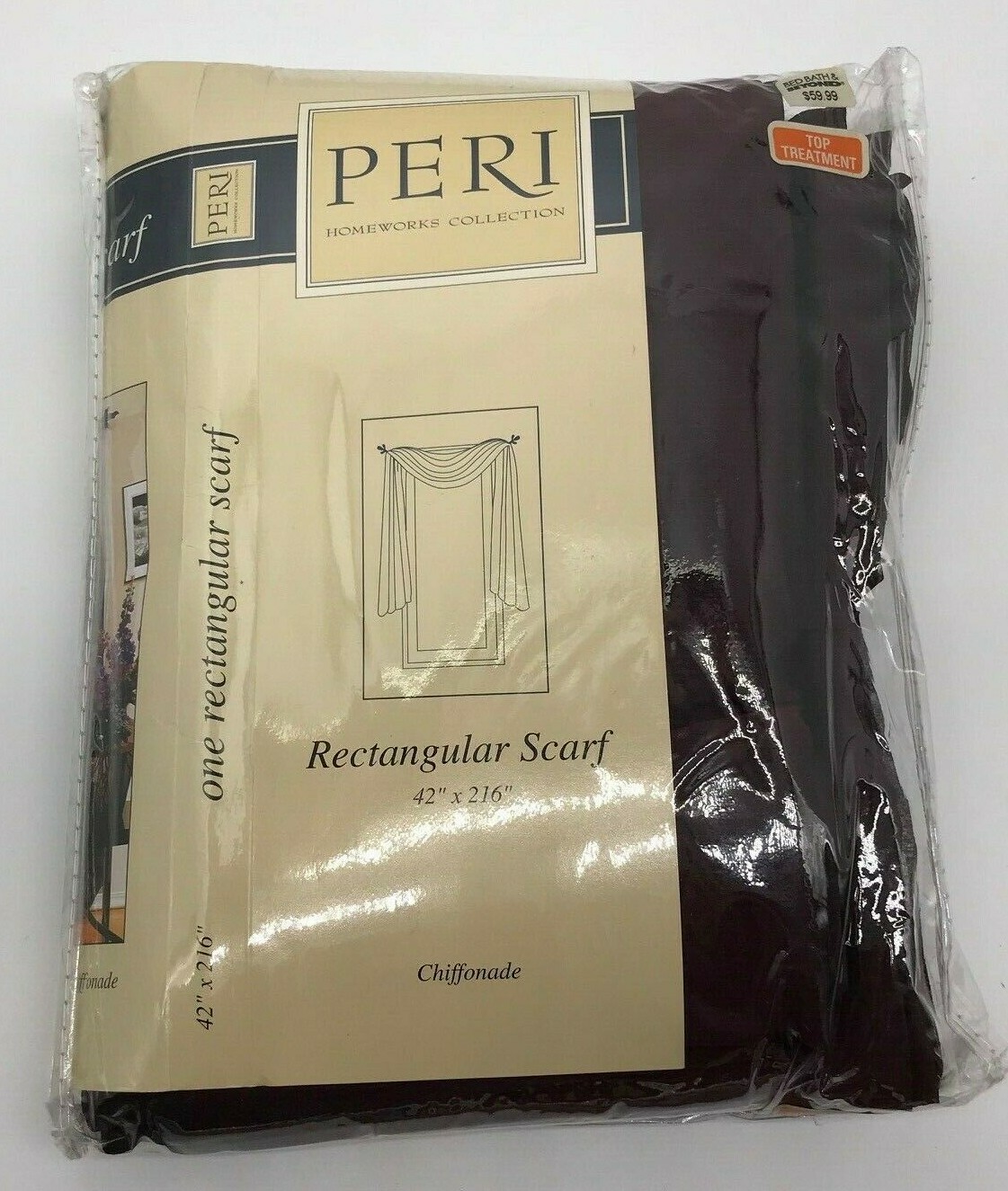 Peri Homeworks Collection. Rectangular Scarf Curtain 42×216 Chiffonade Burgundy