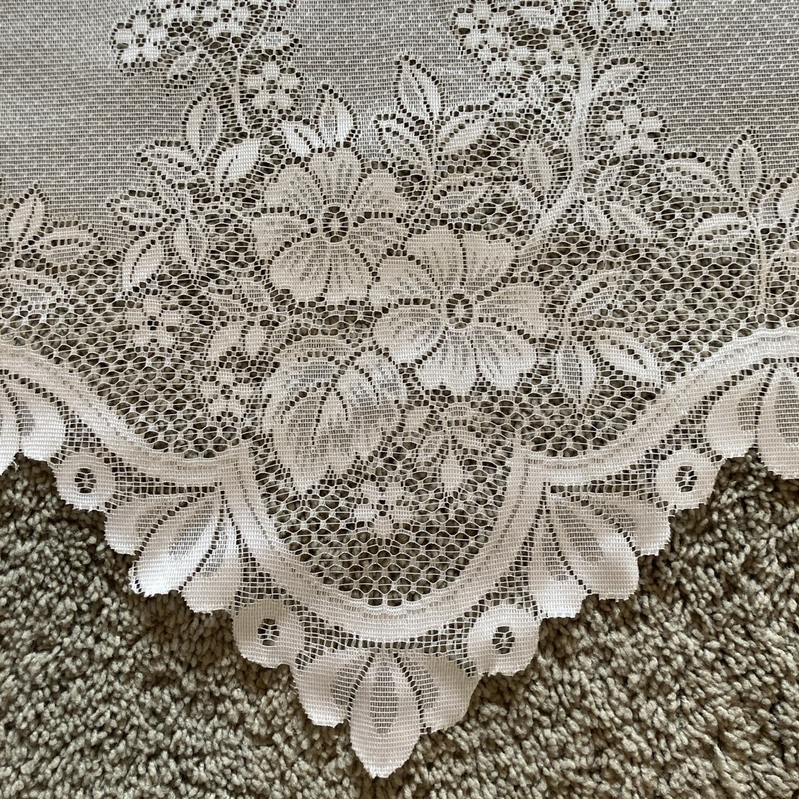 1 White Lace Valance XL Curtain Panel Floral Scalloped Border 23×117