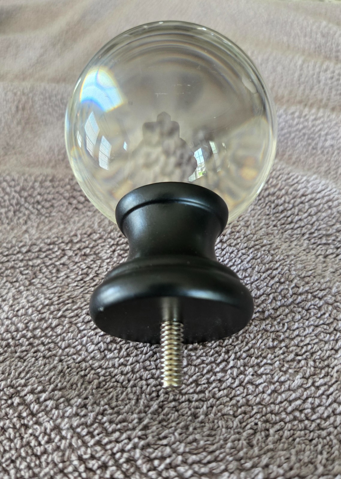 BED BATH & BEYOND BRONZE CRYSTAL ROUND FINIALS for 1 1/4″ CURTAIN ROD-SET OF 4
