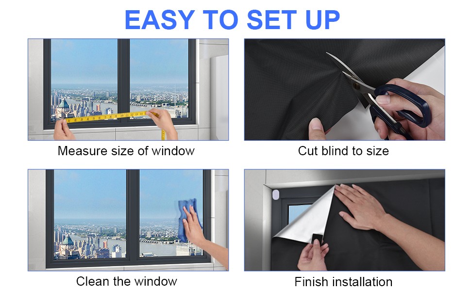 Blackout Window Cover, Upgraded Hook and Loop – Portable Shades No Residue and