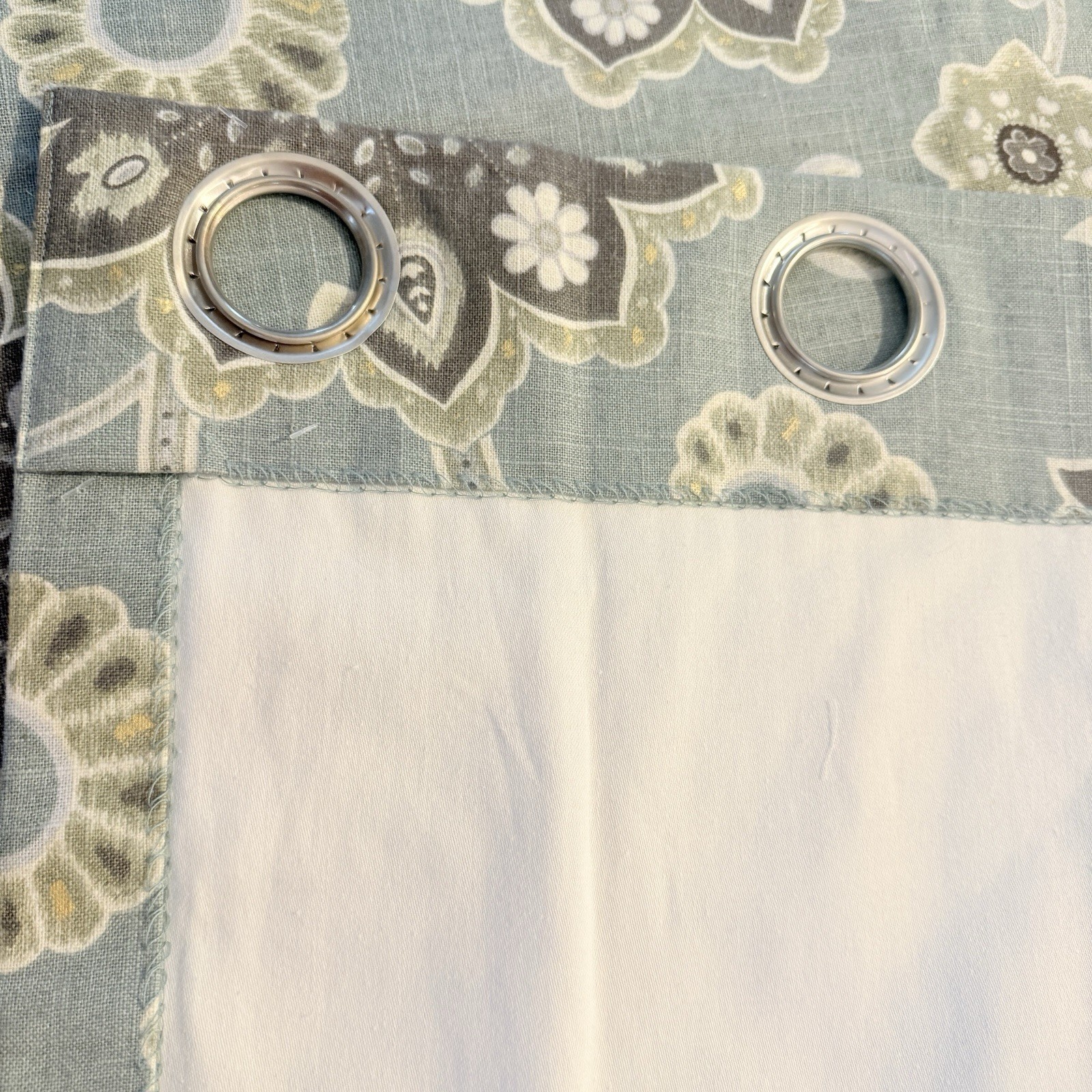 Custom Braemore Linen Blend Floral Lined Curtain Panels Ankara Pond 99×94 SET