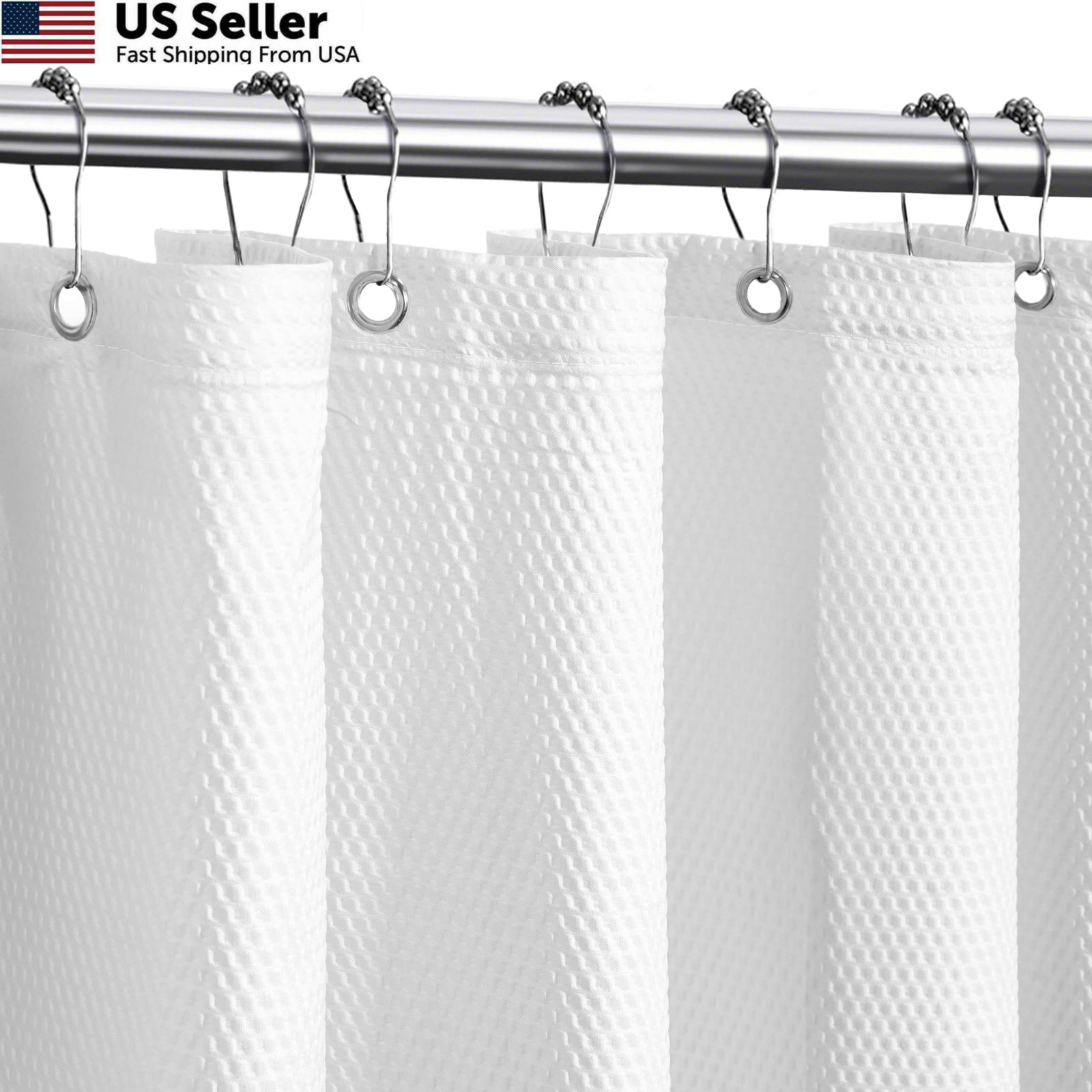 Tititex Solid White Cloth Fabric Shower 70″W x 72″L (Pack of 1),