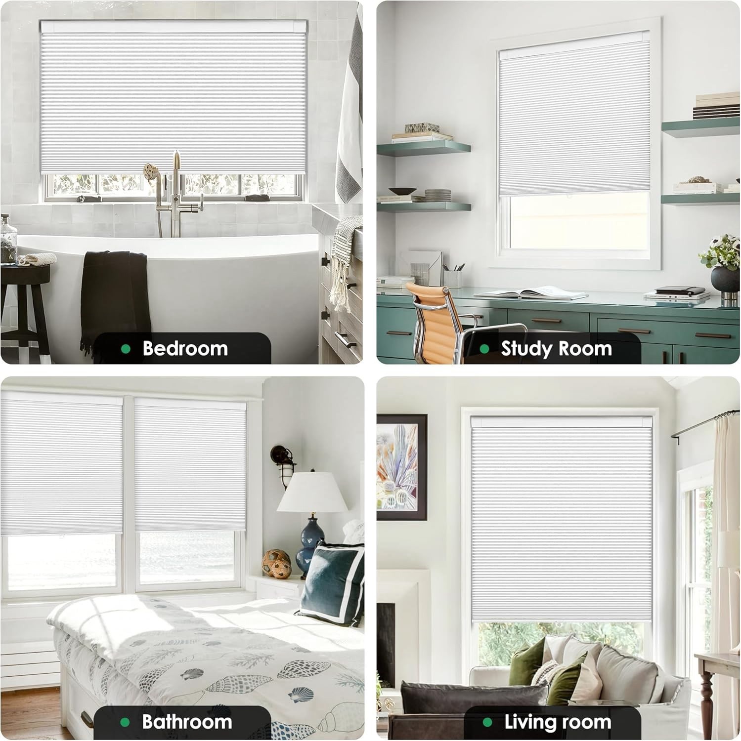 LazBlinds No Tools No Drill Cordless Cellular Shades, Blackout 28″ W x 48″ H, Wh