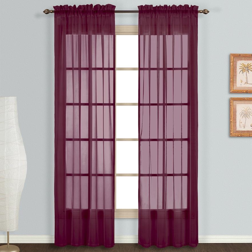 Elegant Solid Sheer Panel Window Curtain – All sizes – All colors – 2 Panels