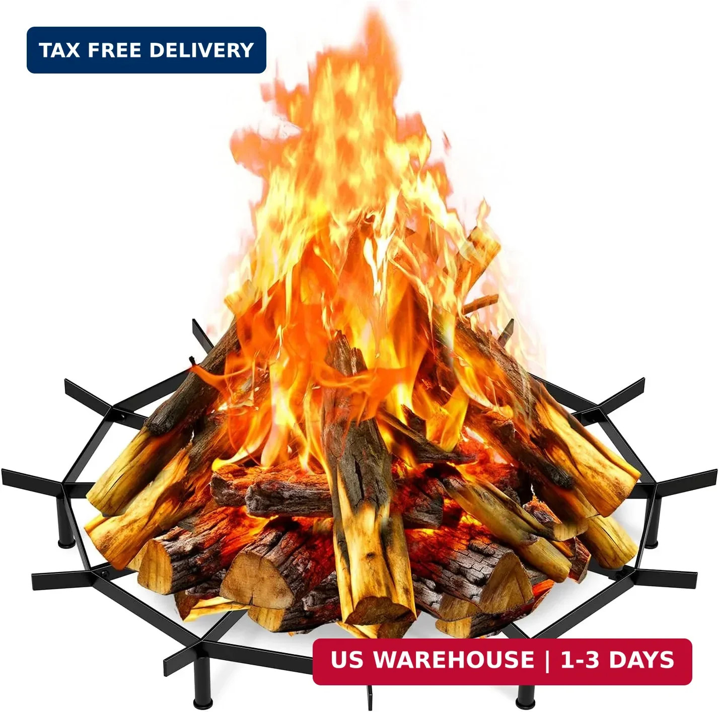 Firepit Grate Round 24 Inch Heavy Duty,Fireplace Log Grate Round Metal for Outdo