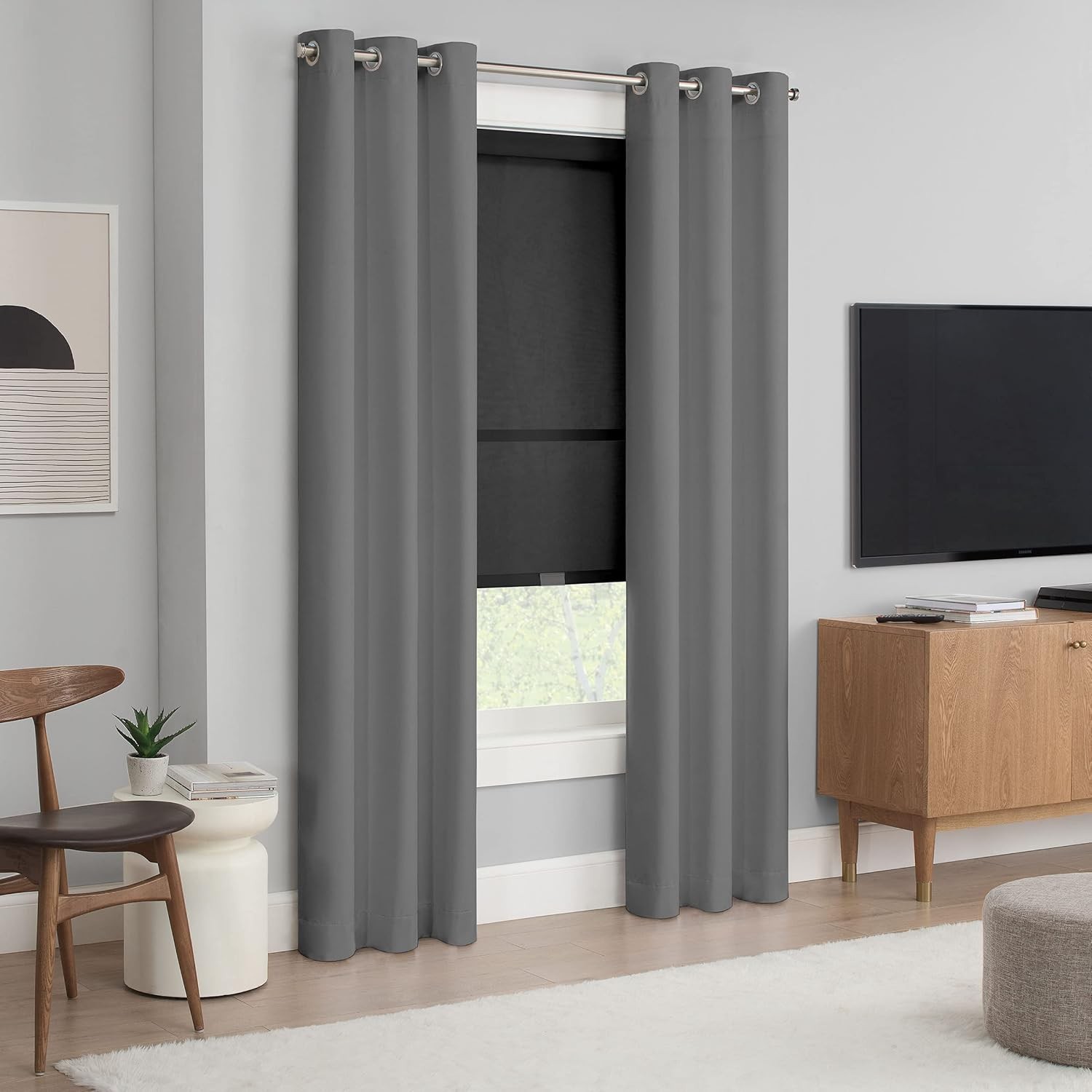 34×72 Eclipse Solar Modern Cordless Light Filtering Roller Shade Black