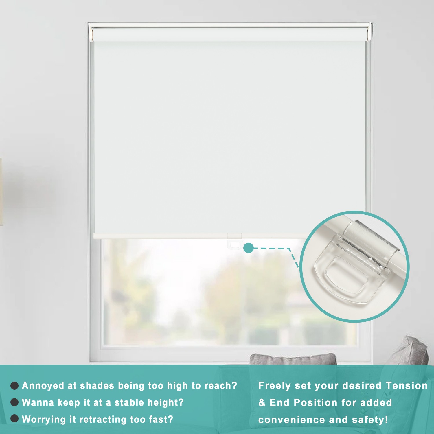 Cordless Blackout Roller Shade Room Darkening Rolled Up Blind For Light Blocking