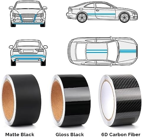 2IN X 30FT Gloss Black Vinyl Wrap for Chrome Delete Window Trim Car Door Sill Pr