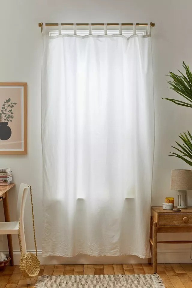 Amelia White Cotton Curtain Panel Extra Wide Elegant Window Valance Indian Style