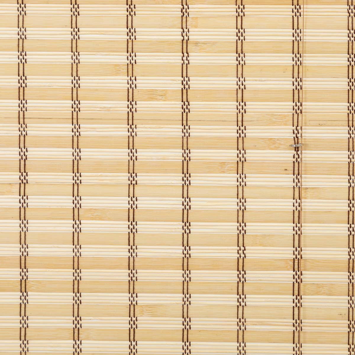 TJ GLOBAL Cordless Flatstick Bamboo Roman Window Blind Sun Shade, Light…