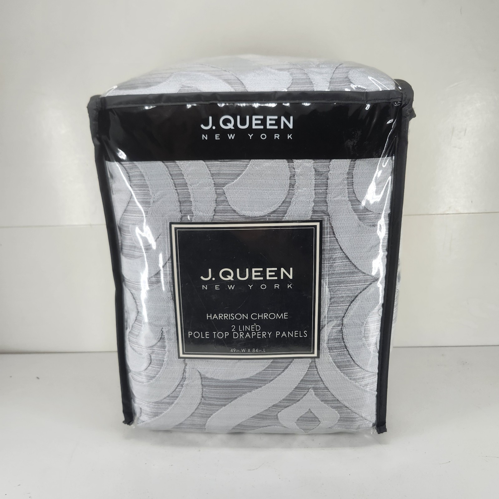 J Queen New York Harrison Chrome 2 Piece Pole Top Drapery Panels Silver 49″x84″