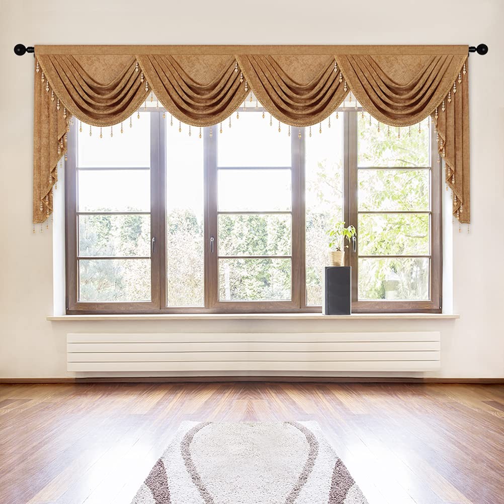 Elkca Double-Sided Chenille Valance For Living Roombronze Curtains Valance Gold